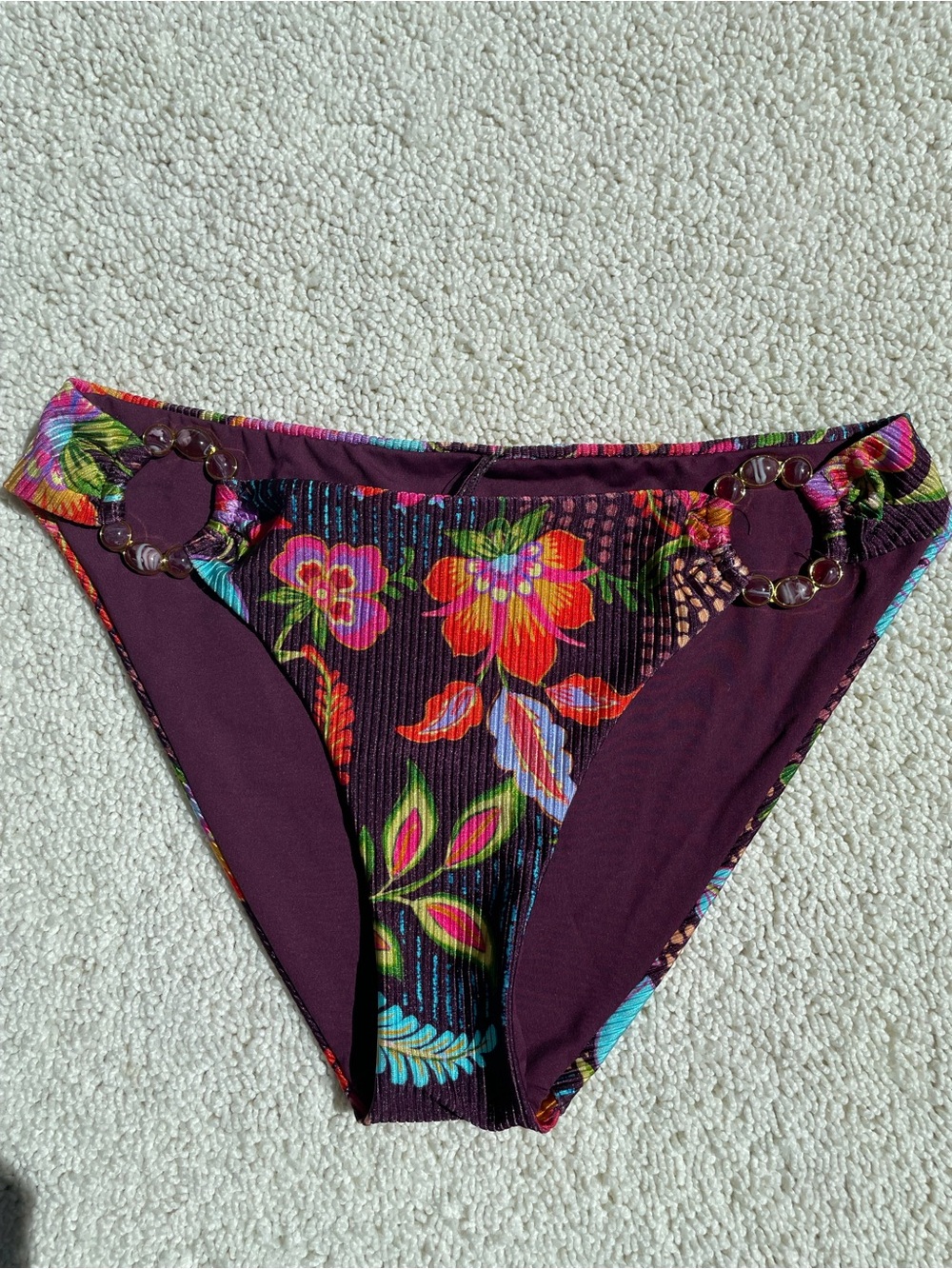 NWT Becca Portofino Multi Side Ring Hipster Bikini Bottom Size S